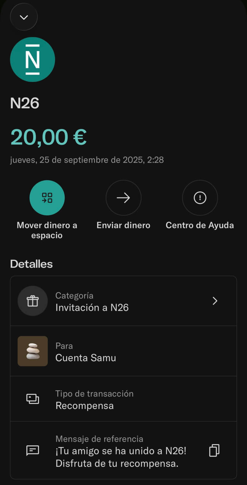 Comprobante pago N26