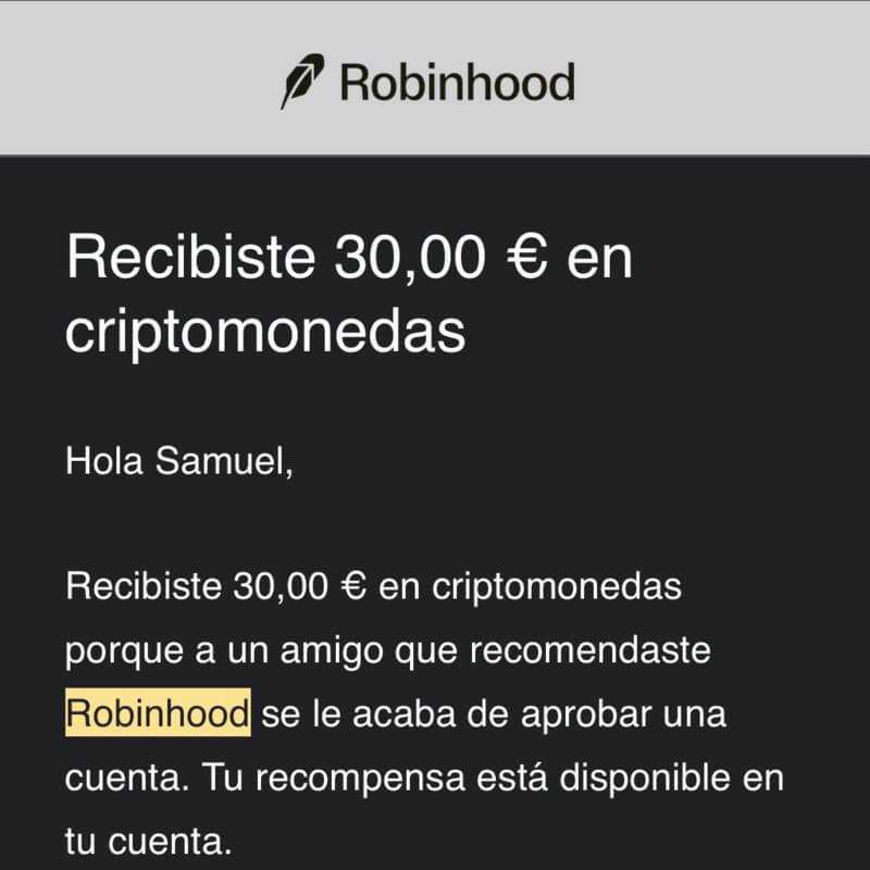 Comprobante pago Robinhood